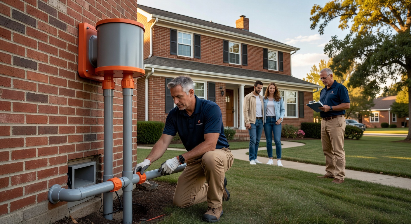 radon mitigation fan pvc pipe exterior Ohio house
