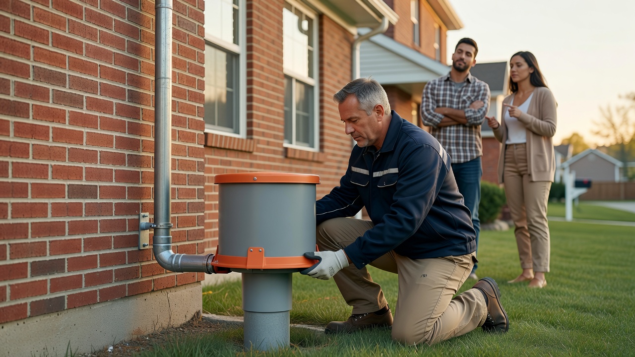 radon mitigation fan exterior installation Ohio home