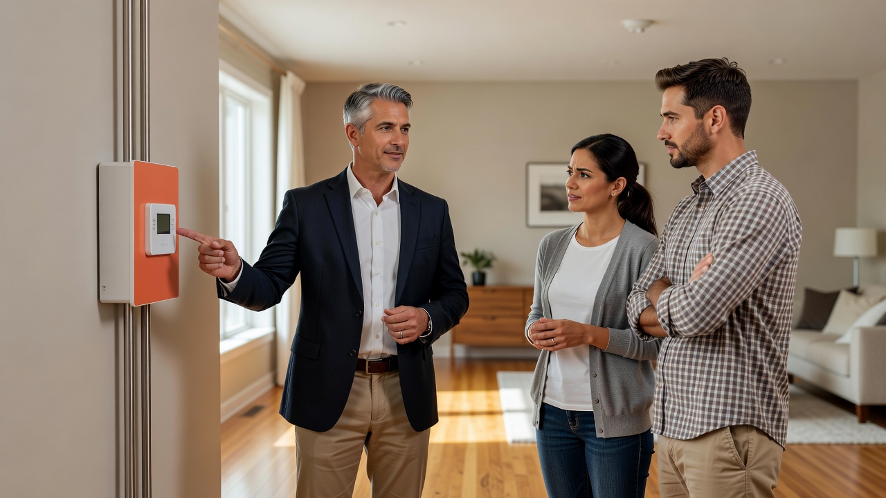real estate agent showing home client