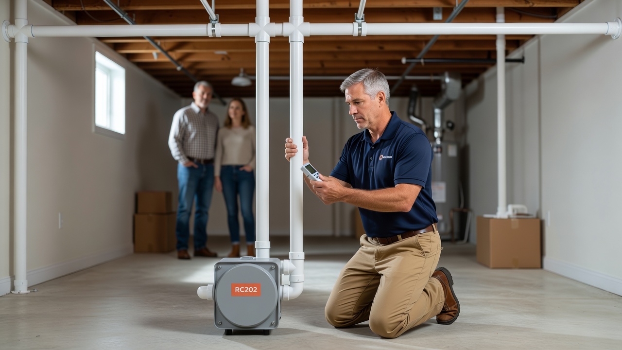 radon mitigation fan PVC pipe basement Ohio