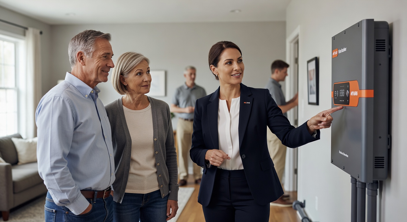 real estate agent showing home client