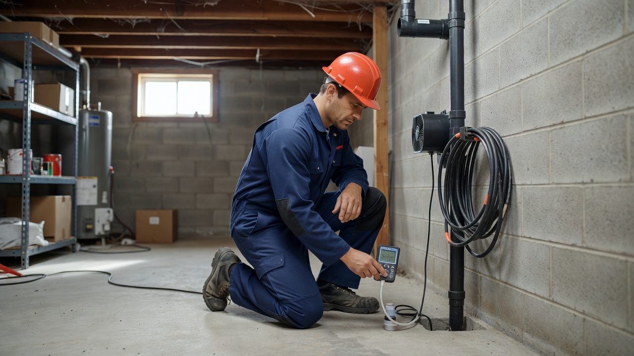 radon mitigation technician testing basement Ohio
