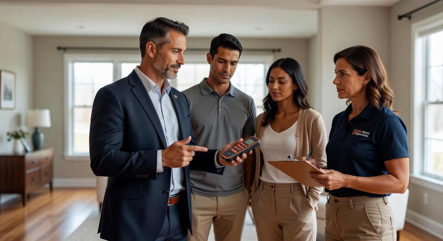 real estate agent showing home client