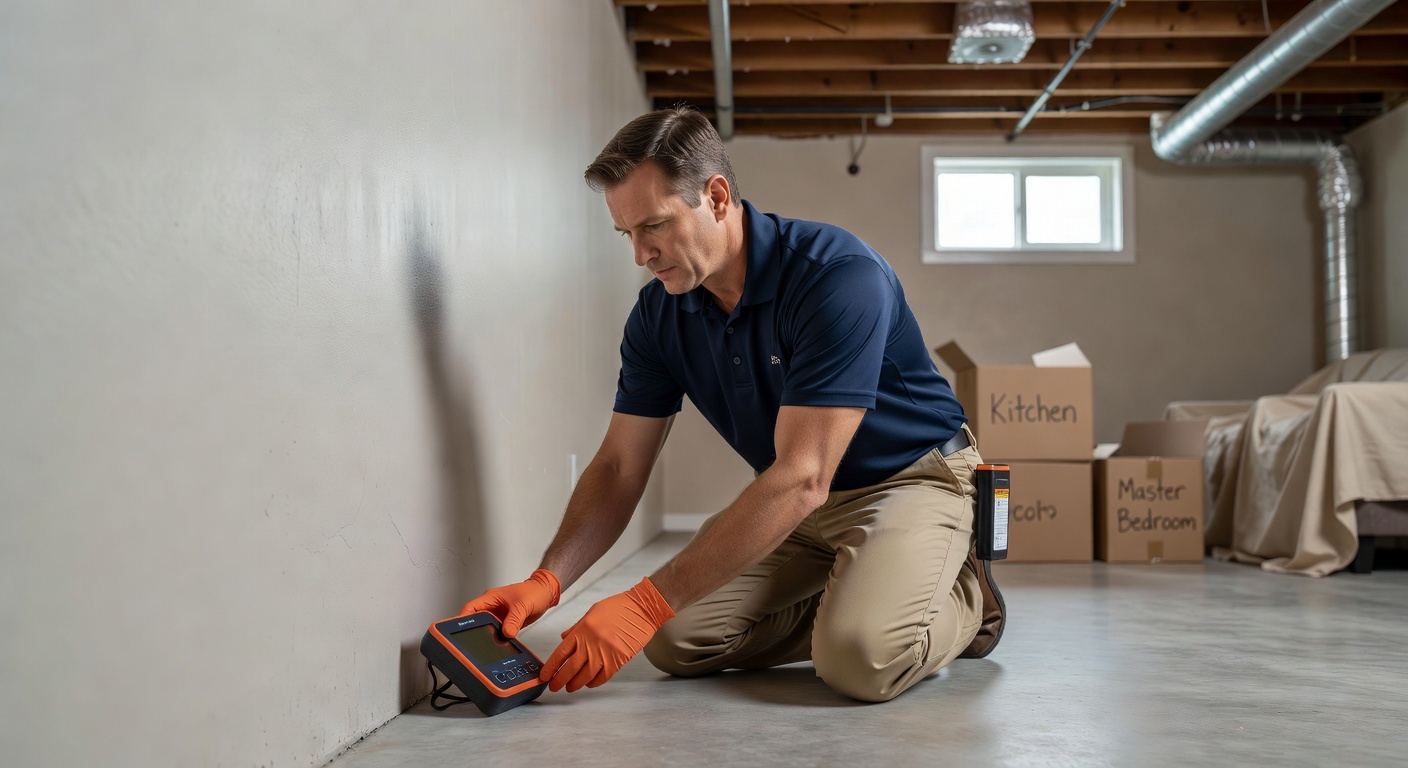 radon testing technician inspecting home ohio