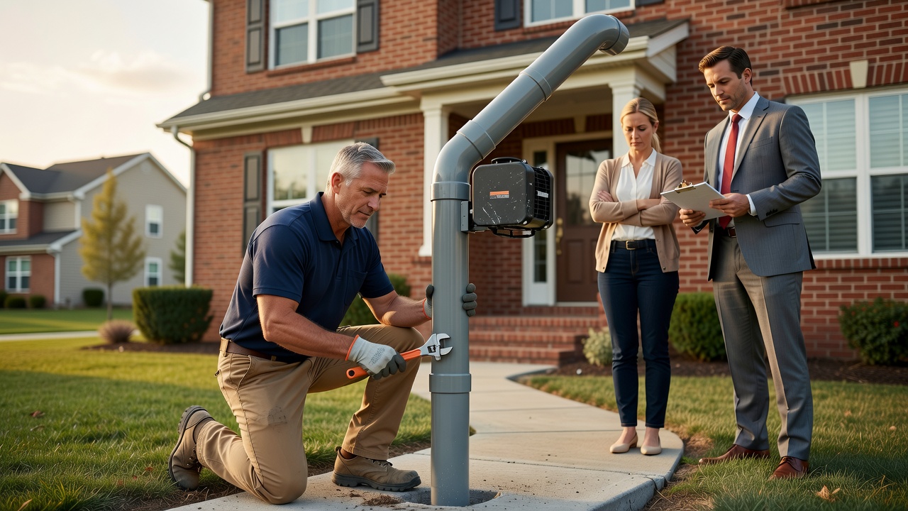 radon mitigation system installed Ohio home exterior