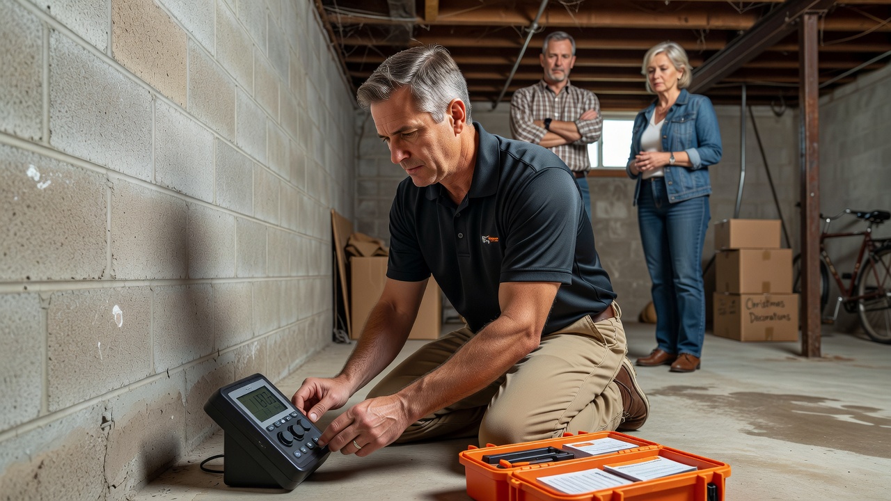 radon testing monitor basement professional