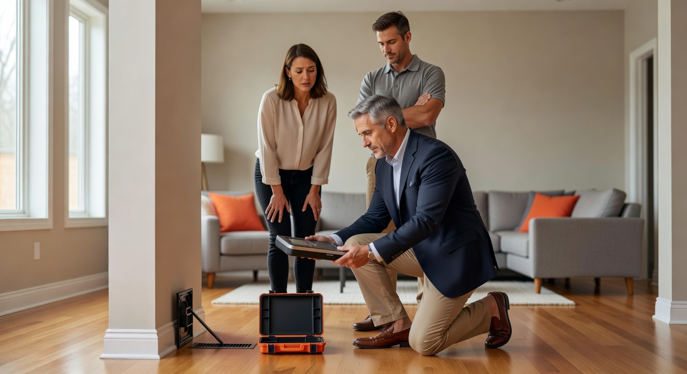 real estate agent showing home client