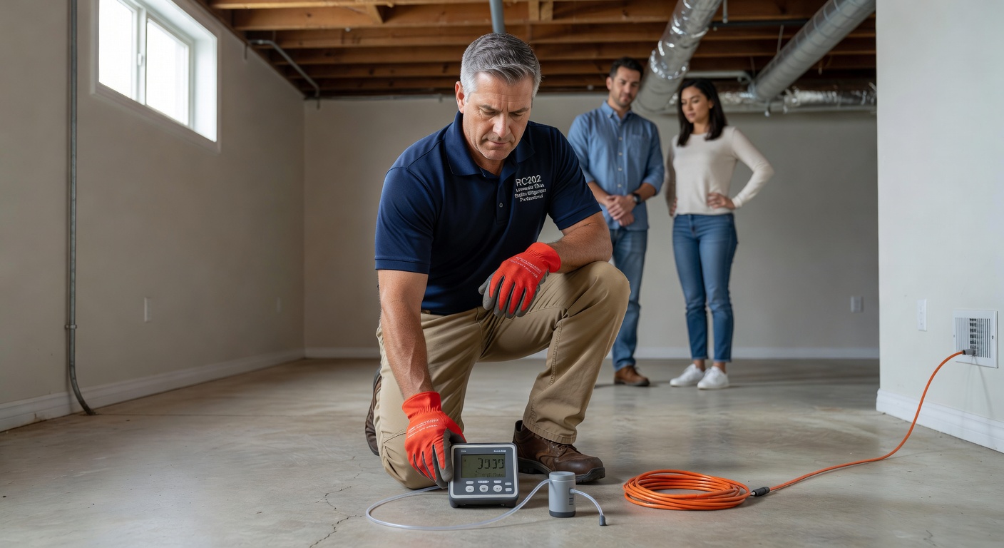 radon technician testing equipment Lincoln Heights Ohio home