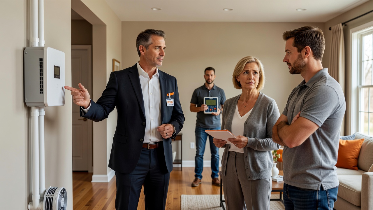 real estate agent showing home client