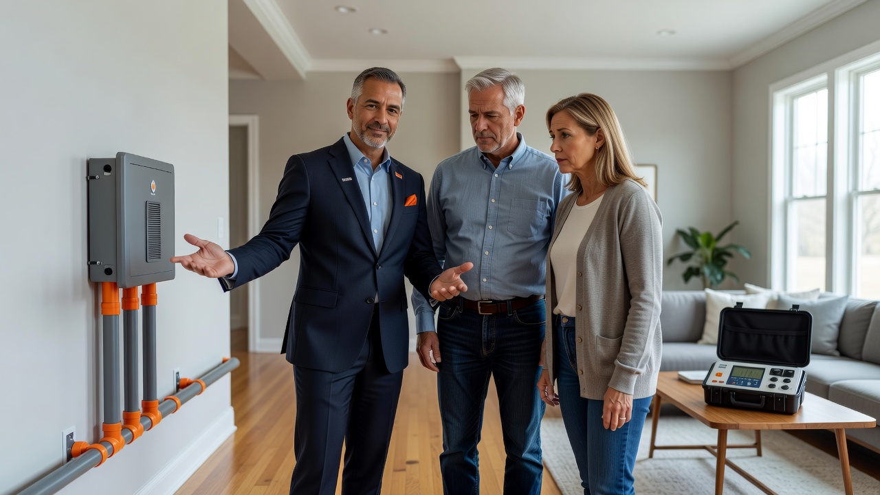 real estate agent showing home client