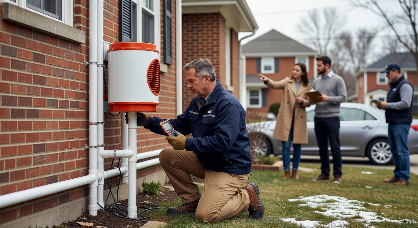 radon mitigation fan PVC pipe exterior Ohio home