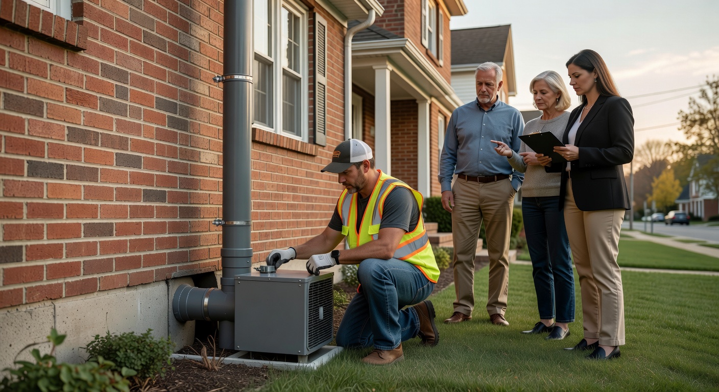 radon mitigation system installation Ohio home exterior