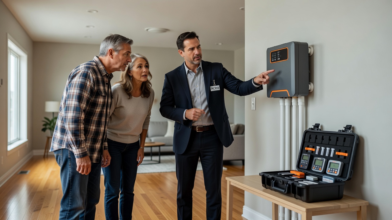 real estate agent showing home client