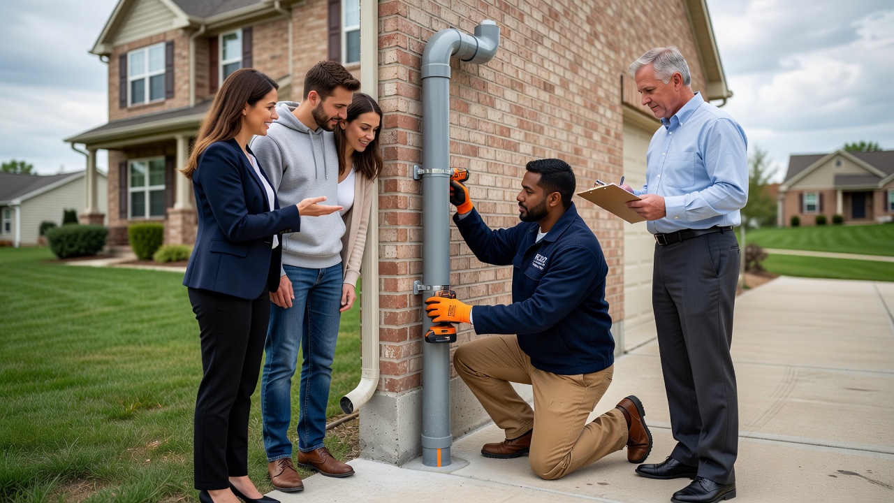 radon mitigation pipe exterior Ohio residential house