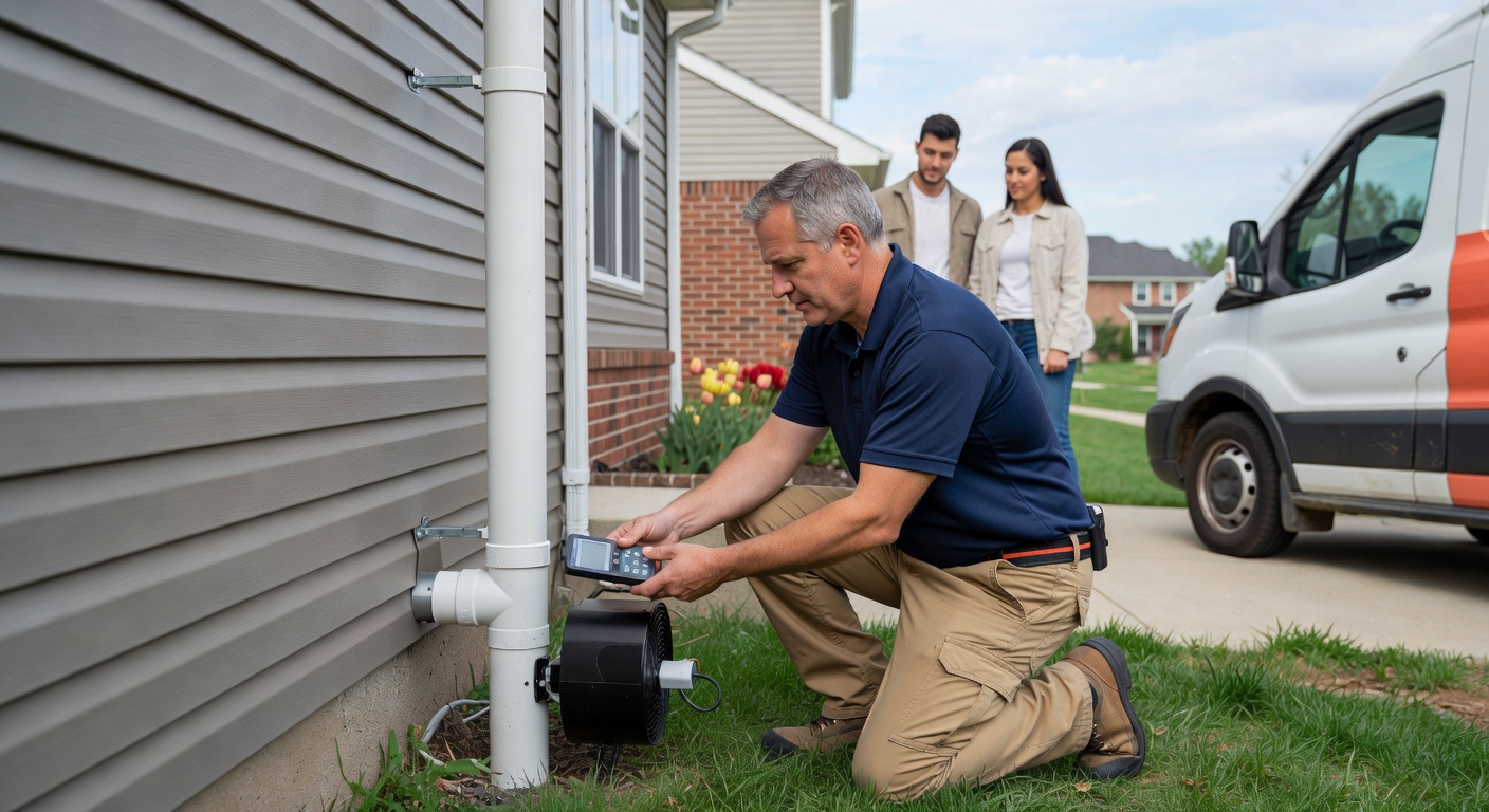 radon mitigation fan pipe exterior house Ohio