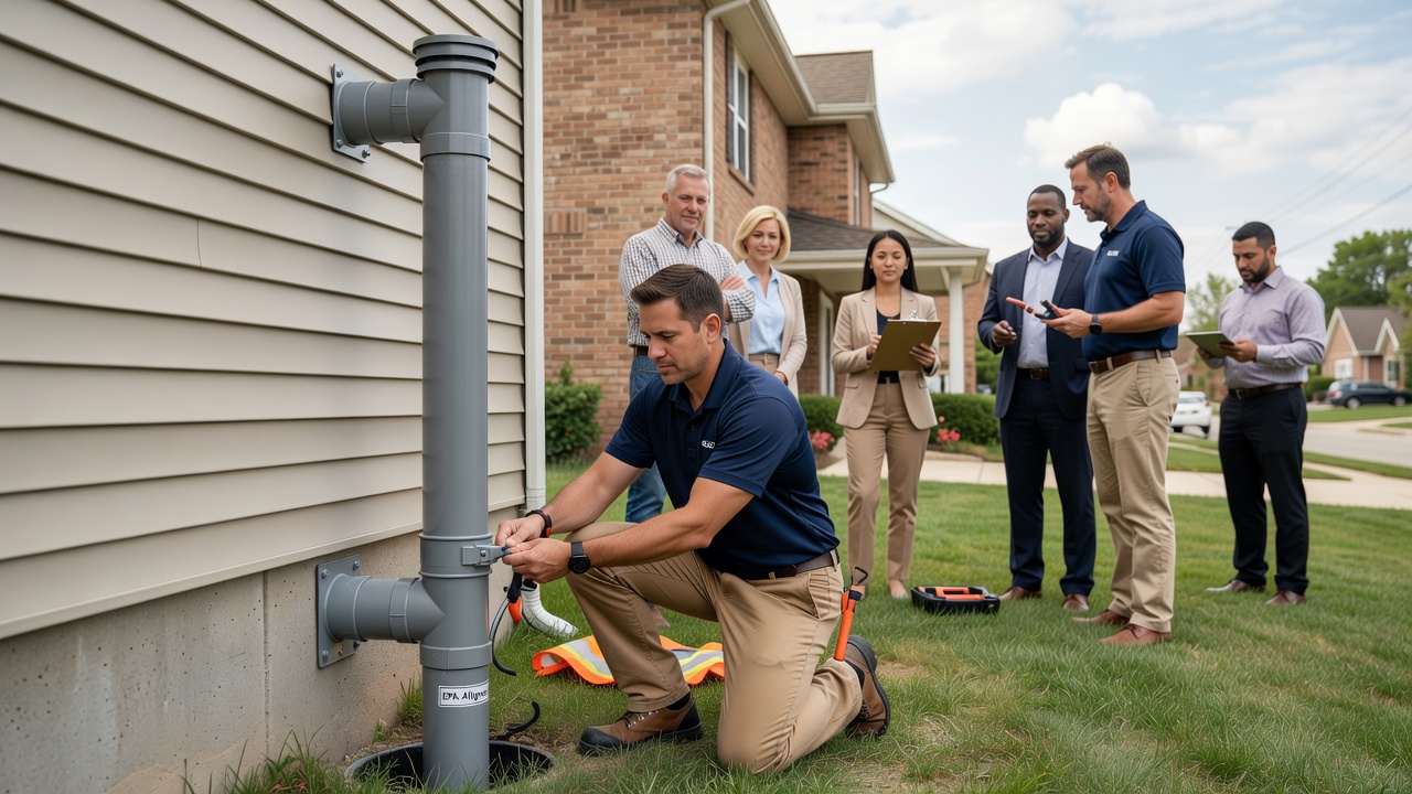 radon mitigation system installation suburban ohio home