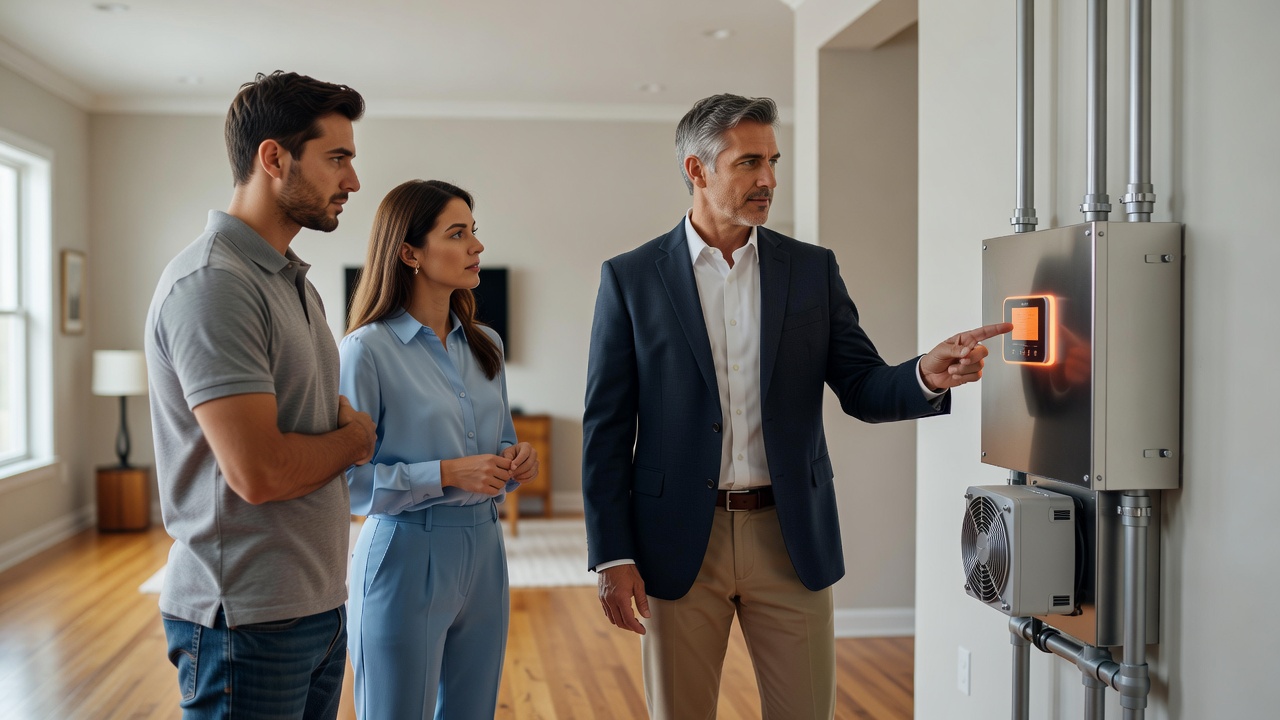 real estate agent showing home client