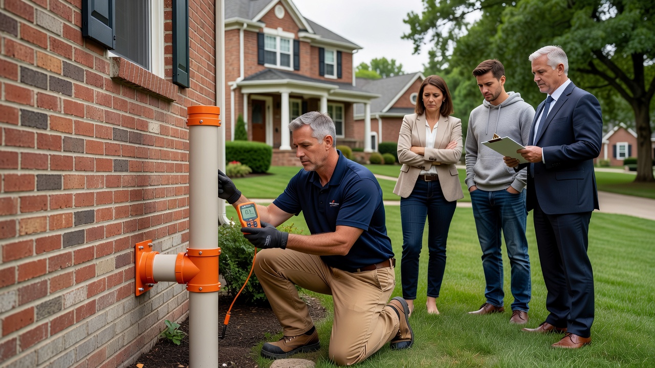 radon mitigation system installed on Ohio home exterior