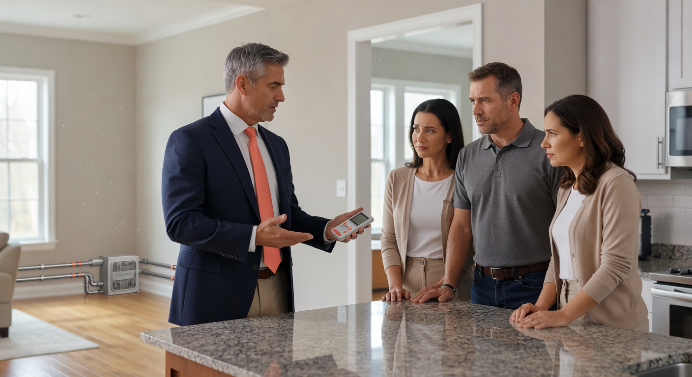 real estate agent showing home client