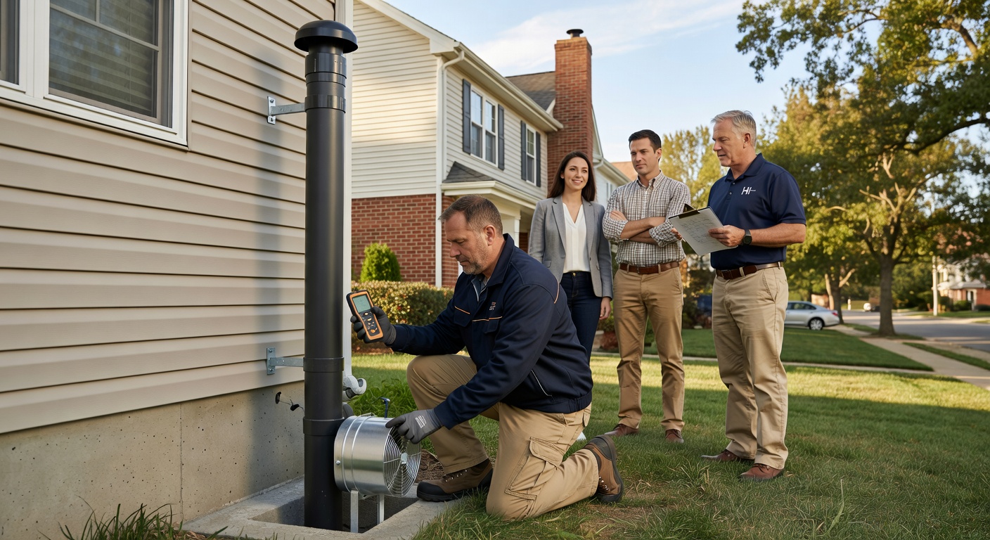 radon mitigation pipe exterior home Ohio
