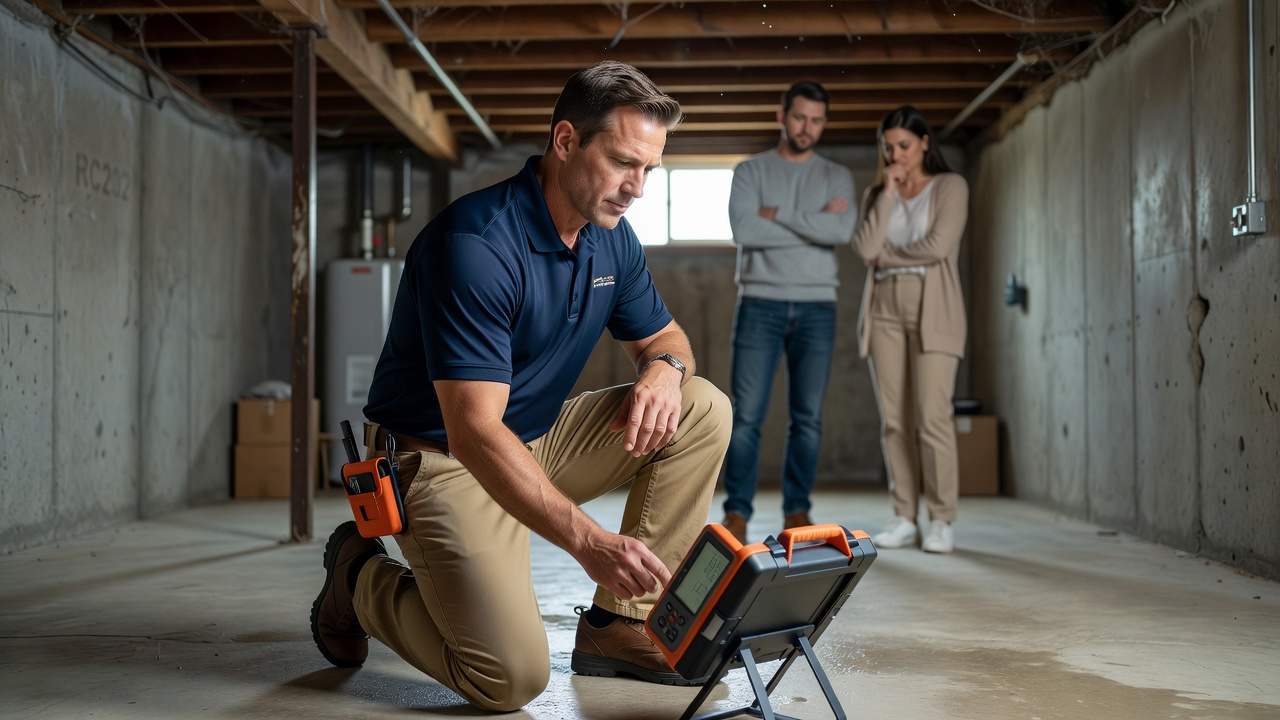 radon testing professional measuring basement Ohio