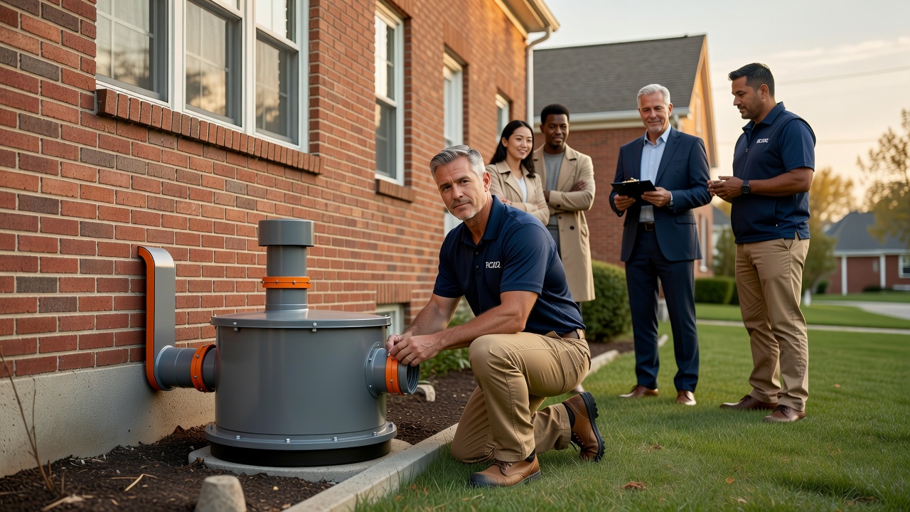 radon mitigation fan exterior installation Ohio home