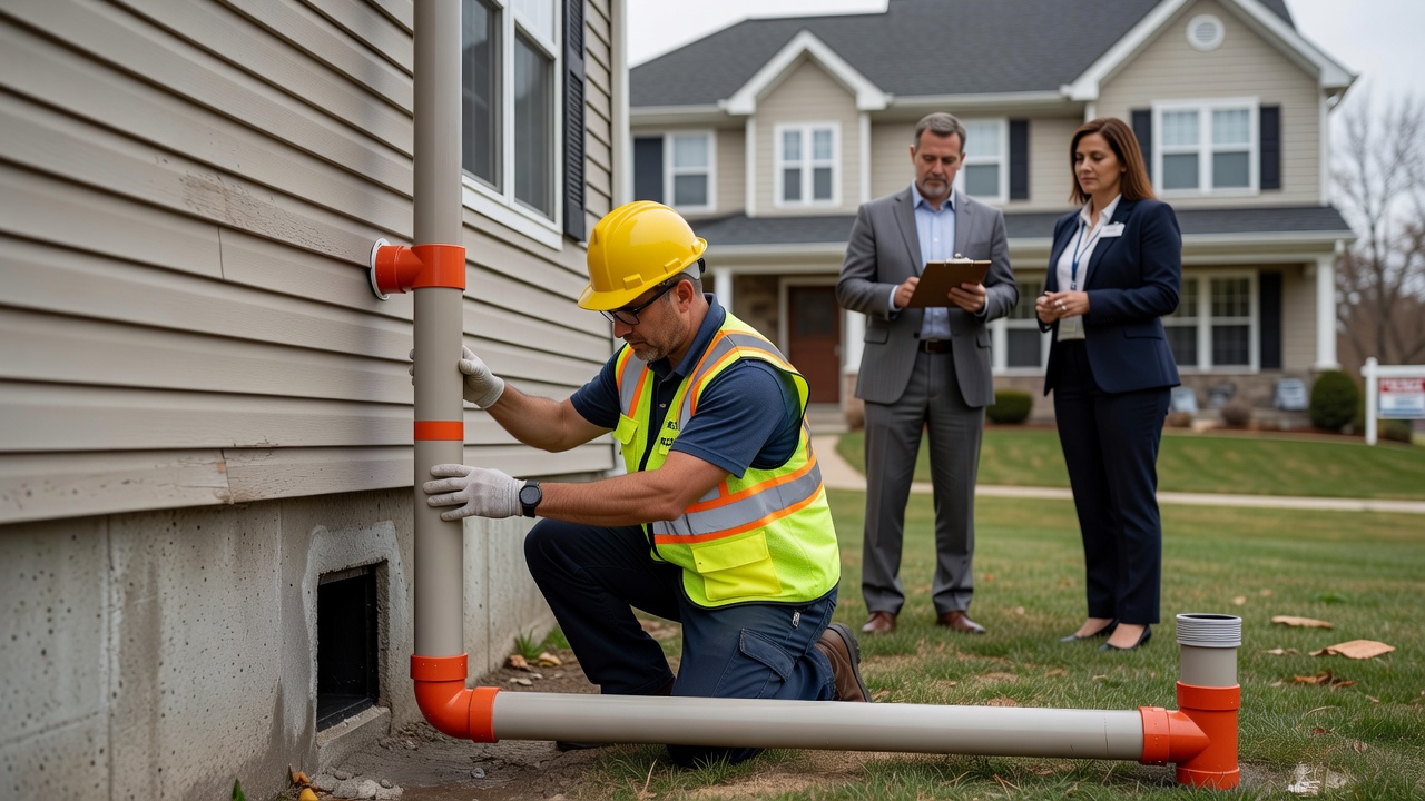 radon mitigation pipe exterior Ohio home