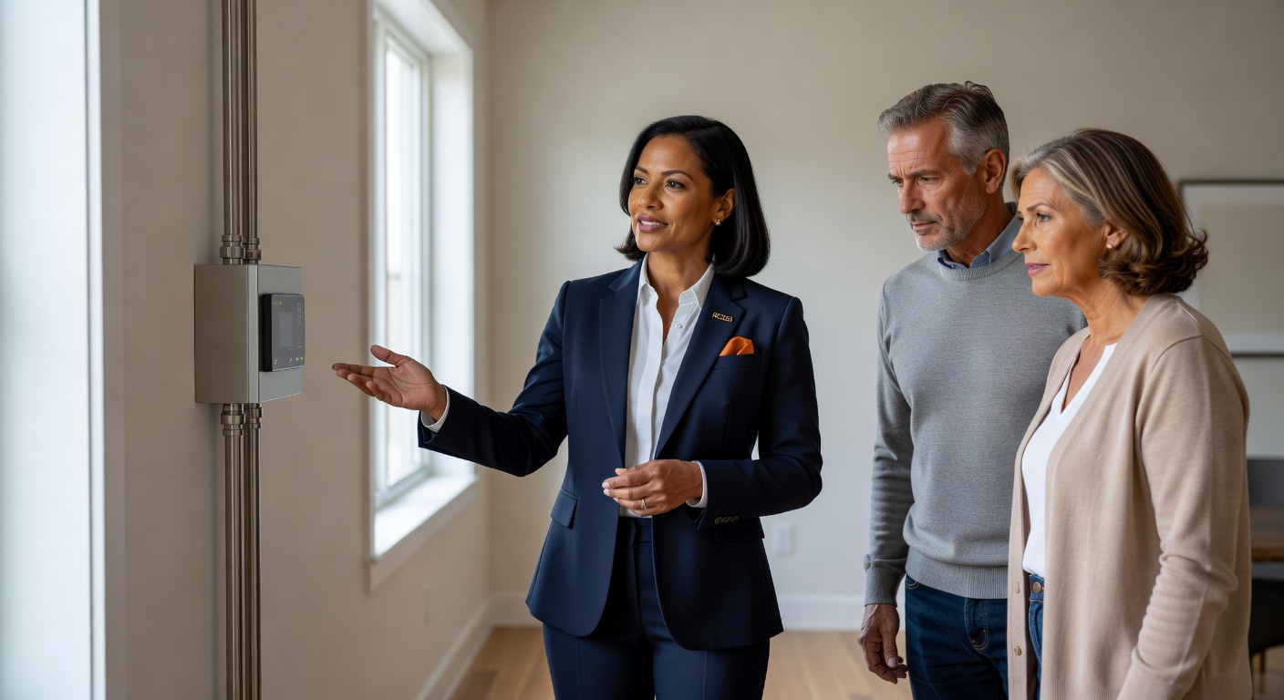 real estate agent showing home client