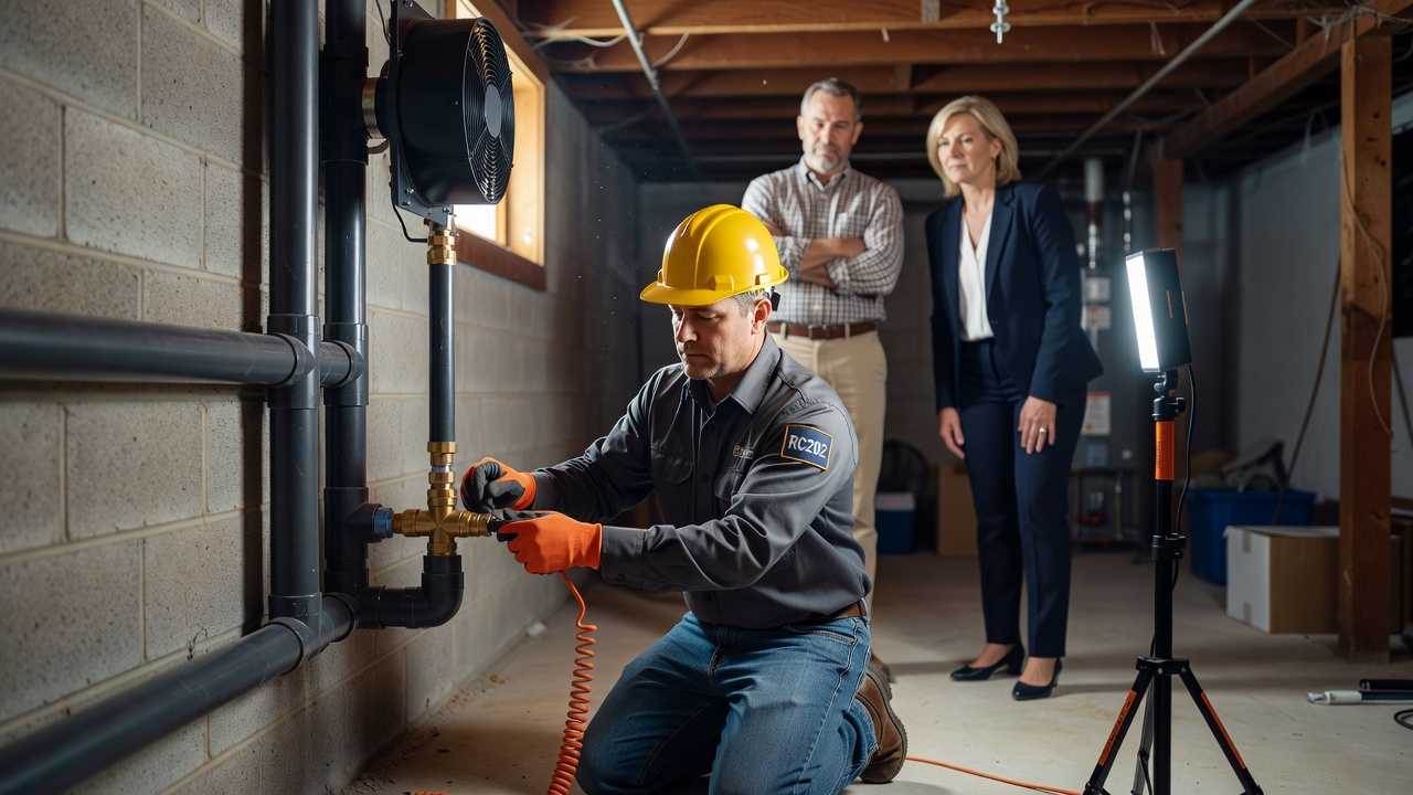 radon mitigation system installation Ohio home basement
