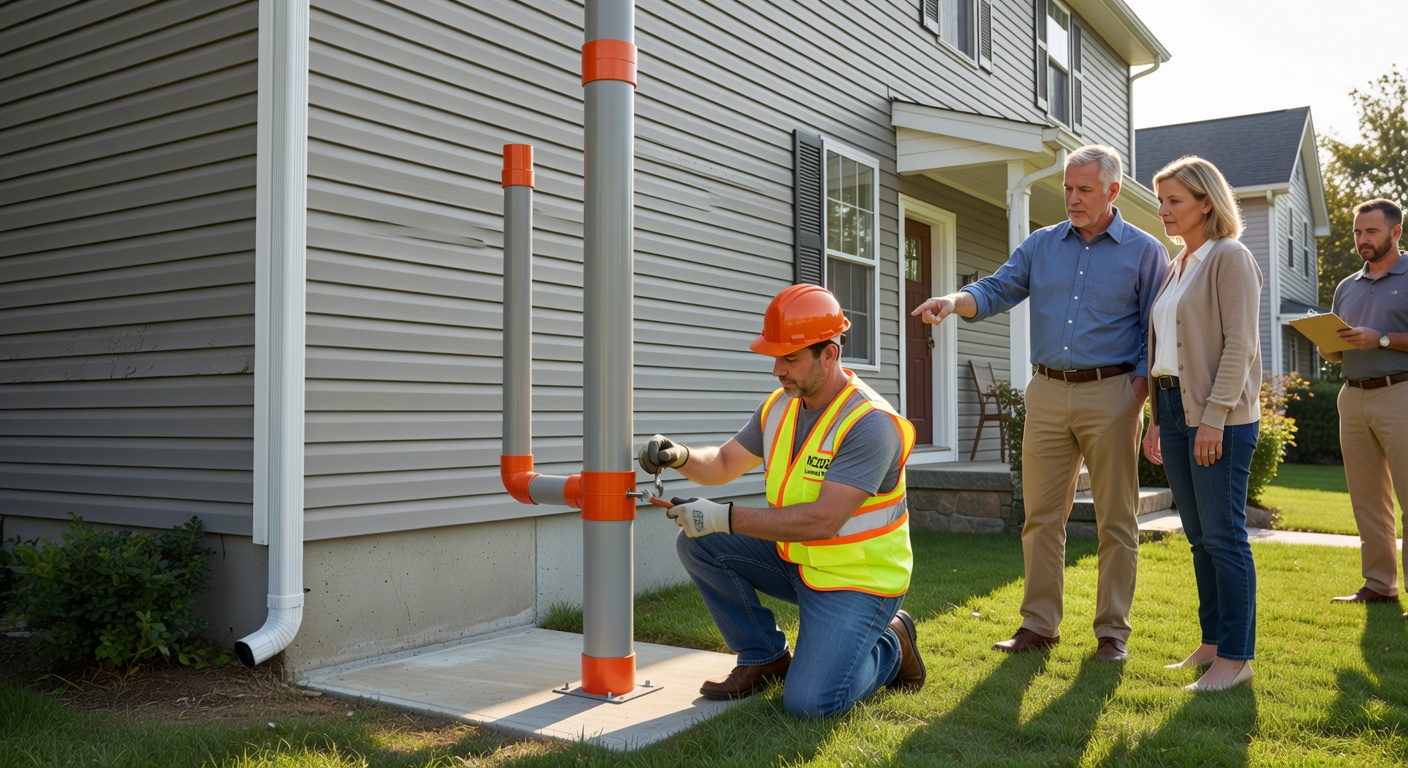 radon mitigation pipe exterior house professional installation