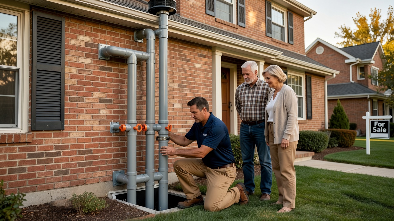 radon mitigation PVC pipe exterior installation Ohio home
