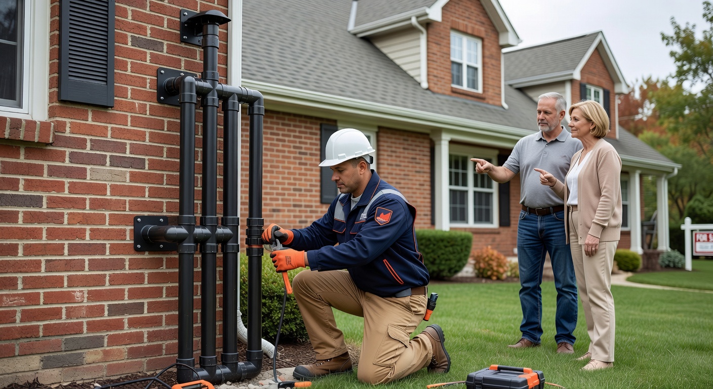 radon mitigation system installed on Ohio home exterior