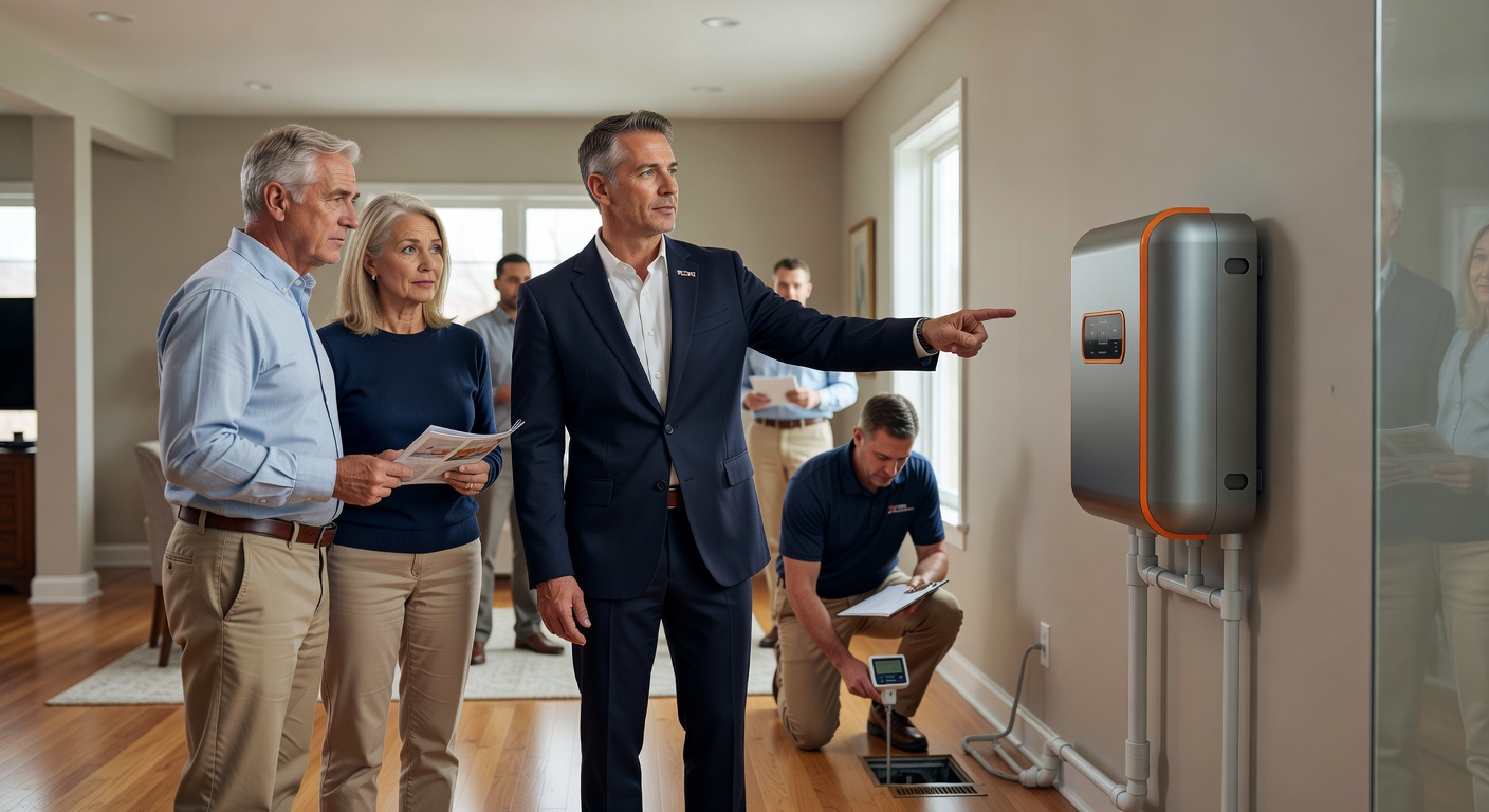 real estate agent showing home client
