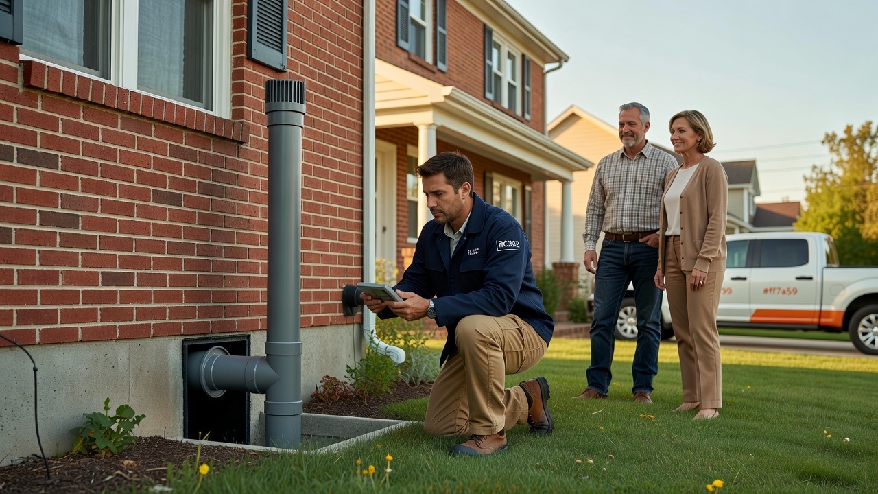 radon fan exhaust pipe exterior Ohio house professional
