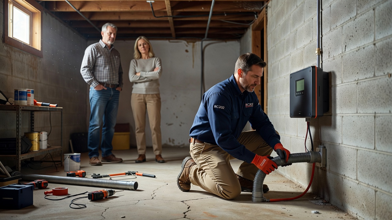continuous radon monitor device installation basement