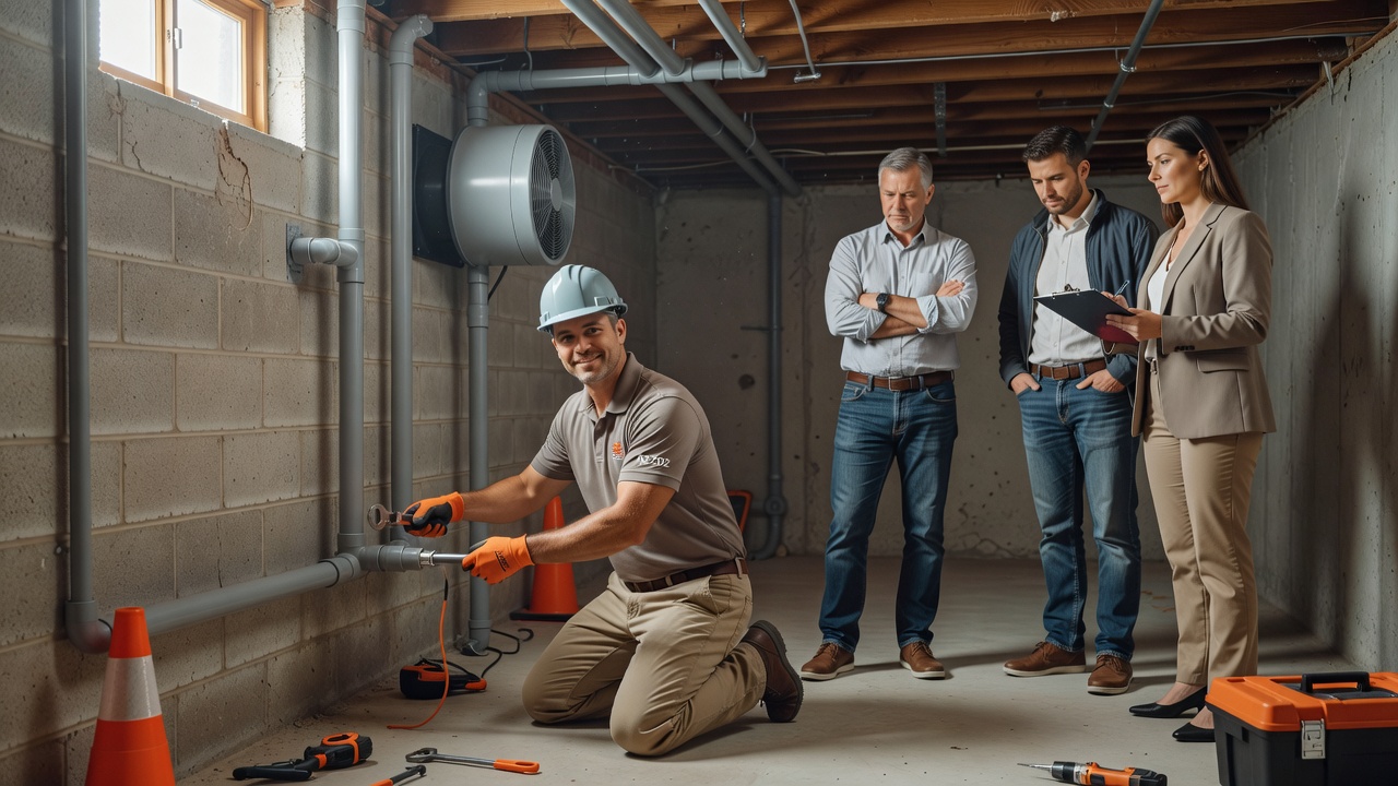 radon mitigation system installation Ohio home basement