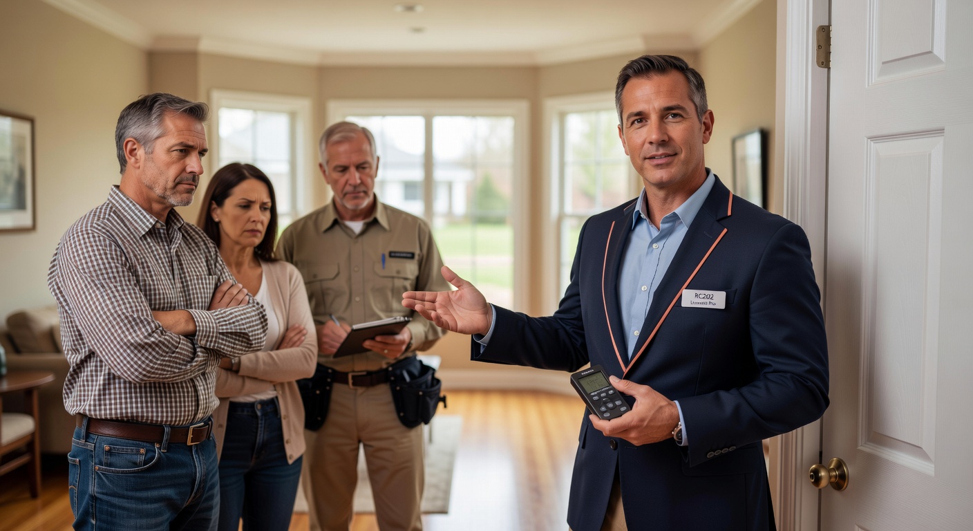 real estate agent showing home client