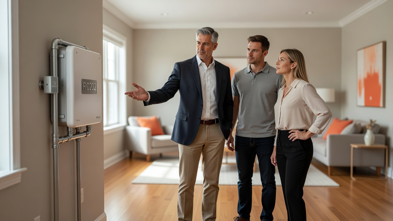 real estate agent showing home client