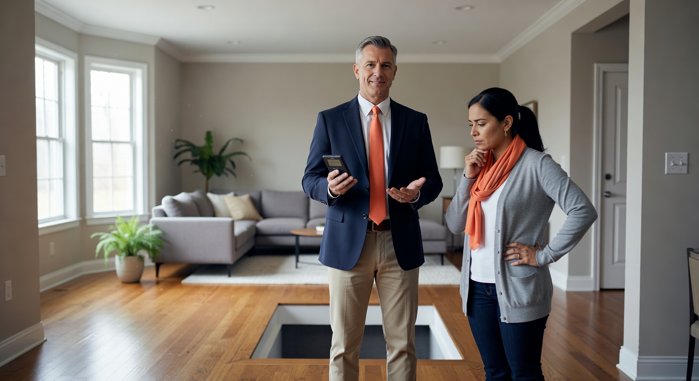 real estate agent showing home client