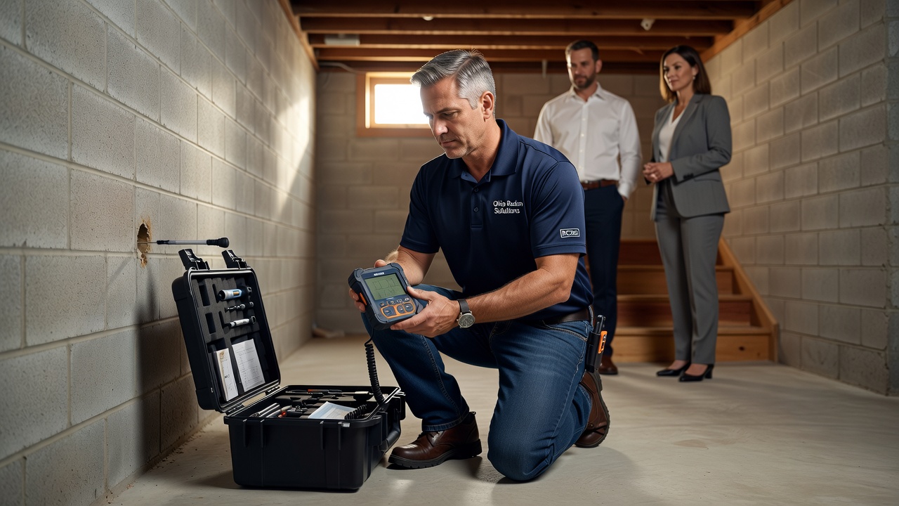 radon technician testing equipment Ohio home inspection