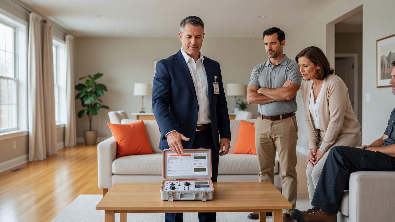 real estate agent showing home client