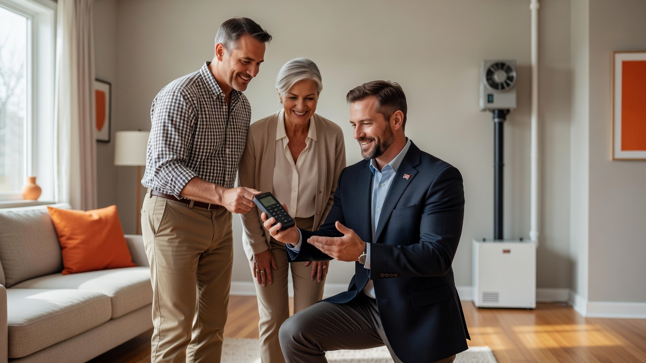 real estate agent showing home client