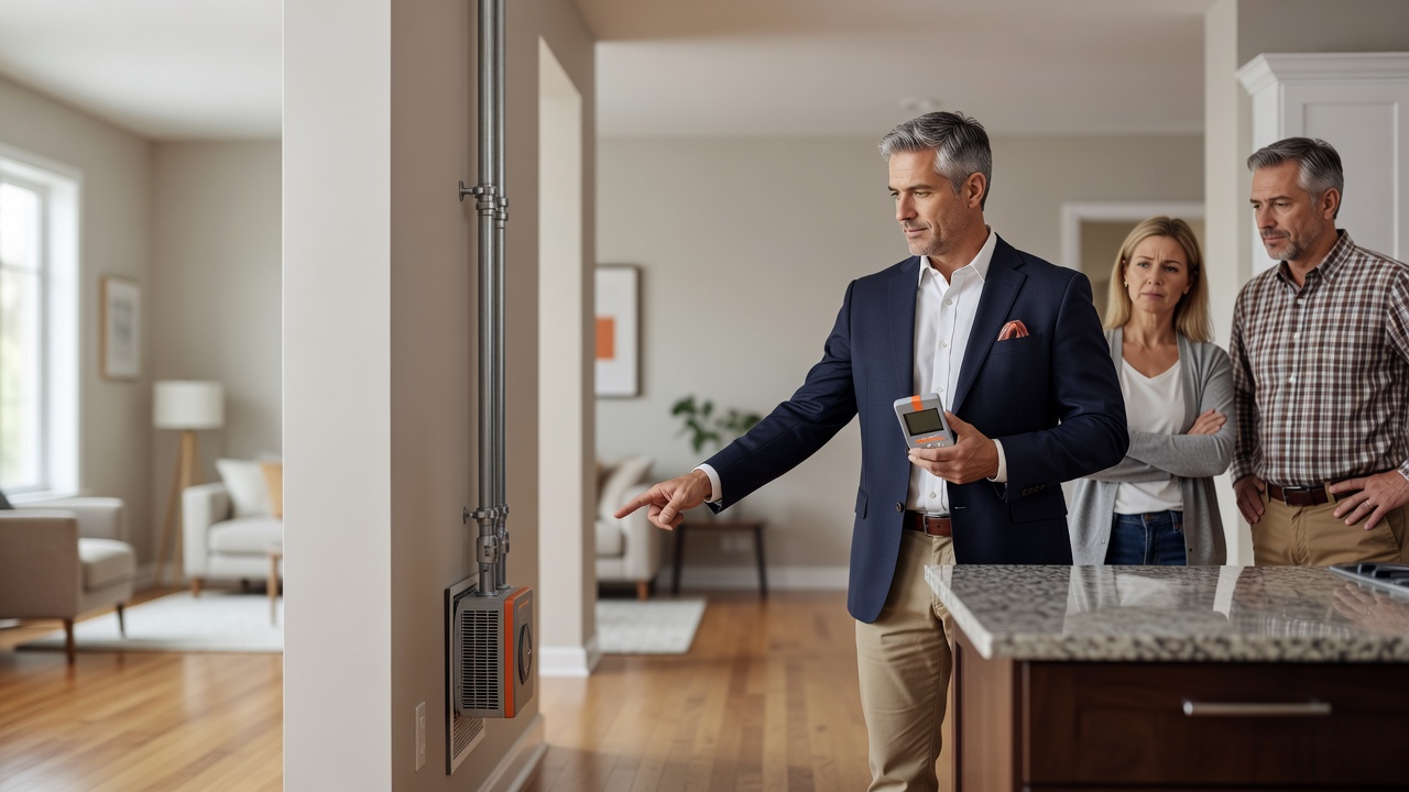 real estate agent showing home client