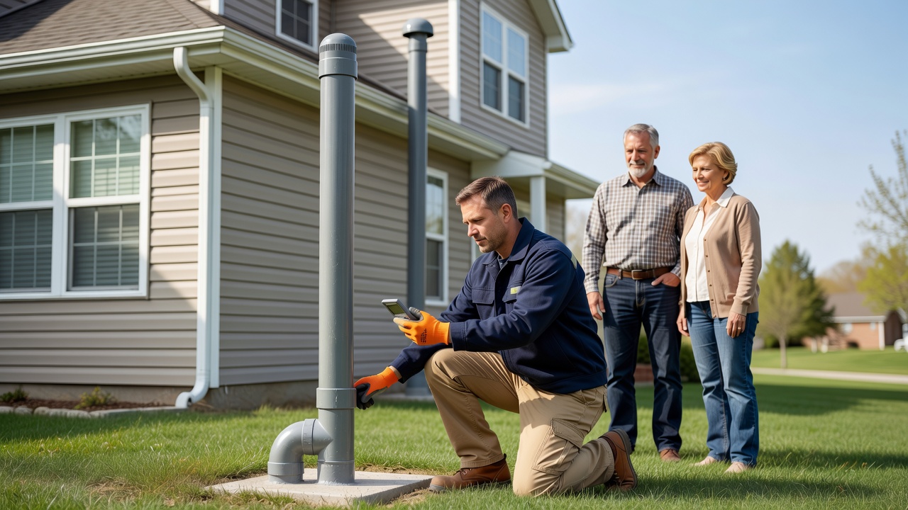 radon mitigation pipe exterior Ohio house