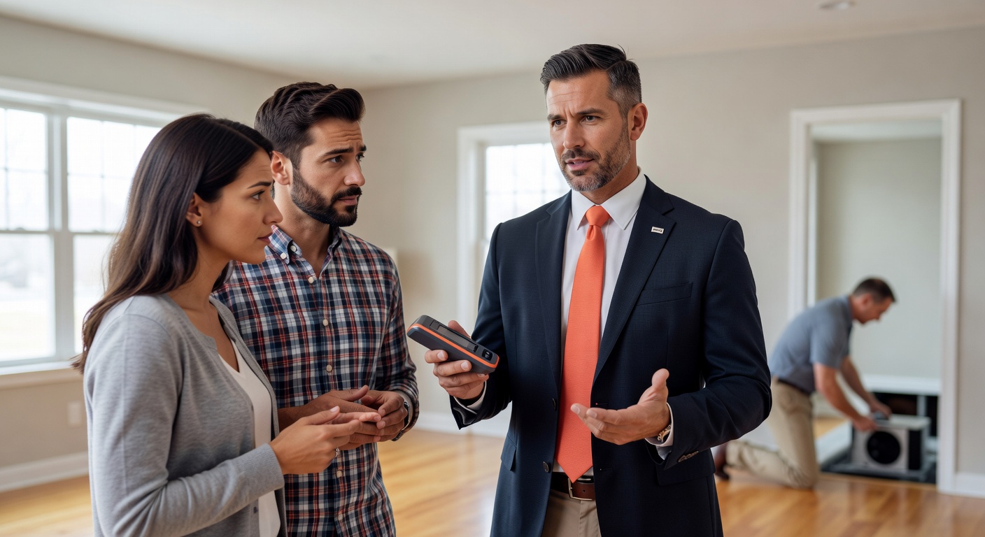 real estate agent showing home client