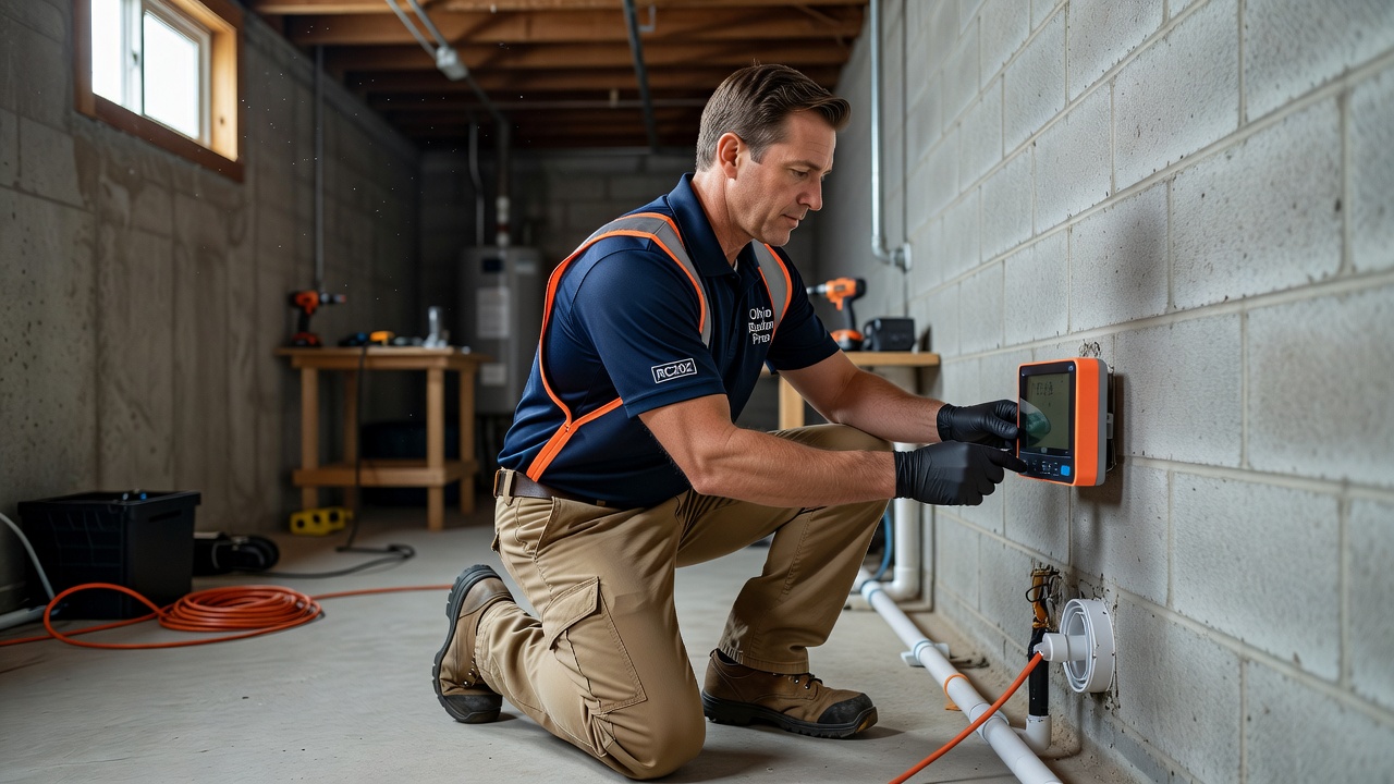radon professional installing continuous monitor Ohio