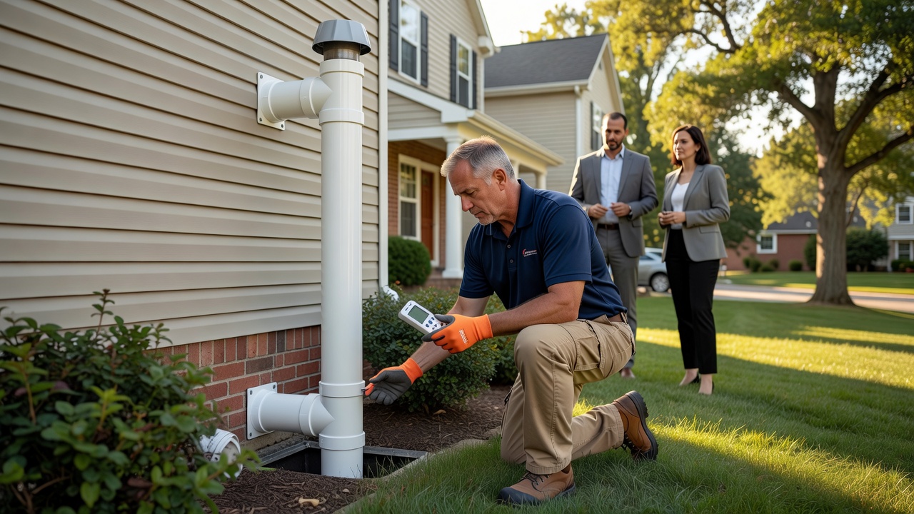 radon mitigation pipe exterior Loveland Ohio home