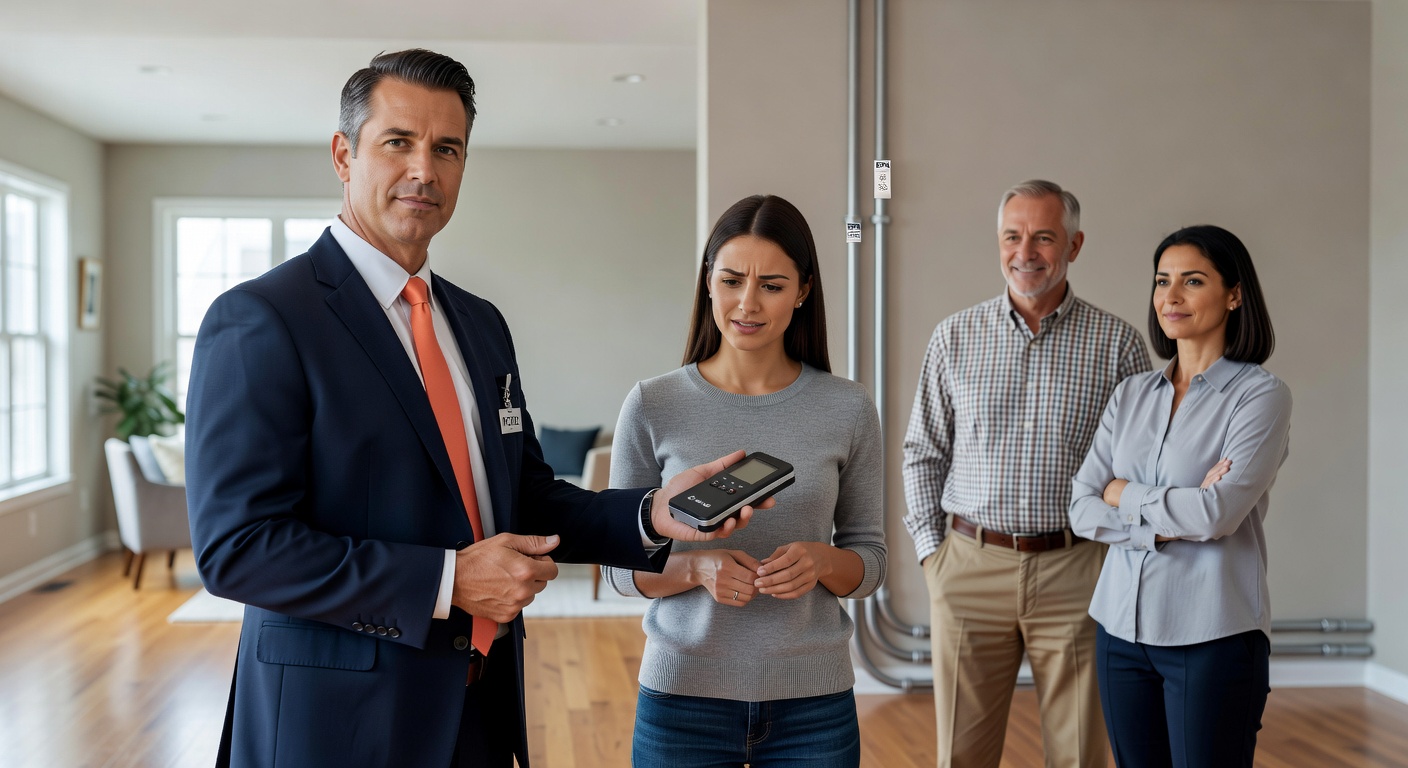 real estate agent showing home client