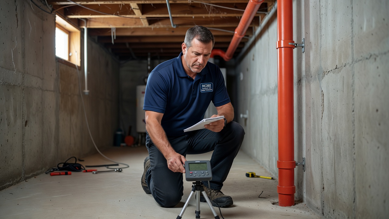 radon testing technician Ohio home basement