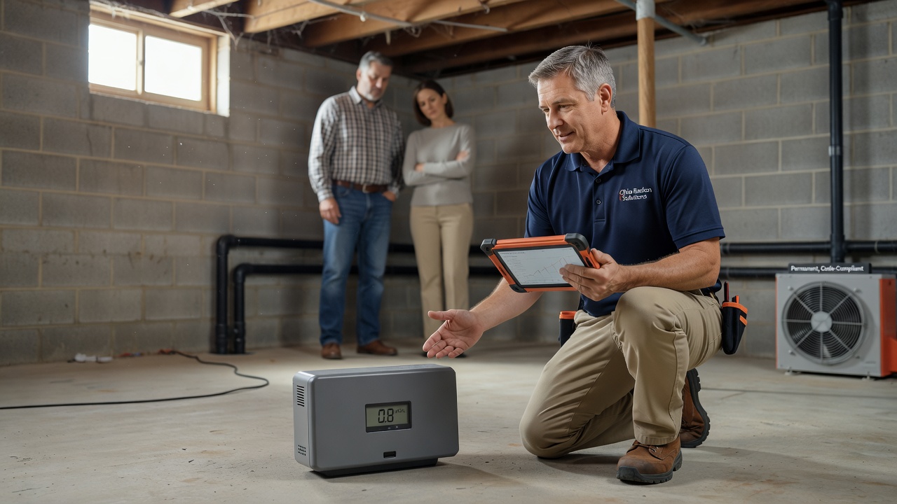 continuous radon monitor device basement Ohio